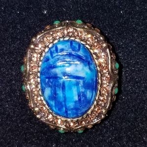 NIB HEIDI DAUS "Sparkling Scarab"  Blue Carnelian ring